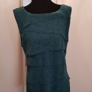 Layered green lace tank top